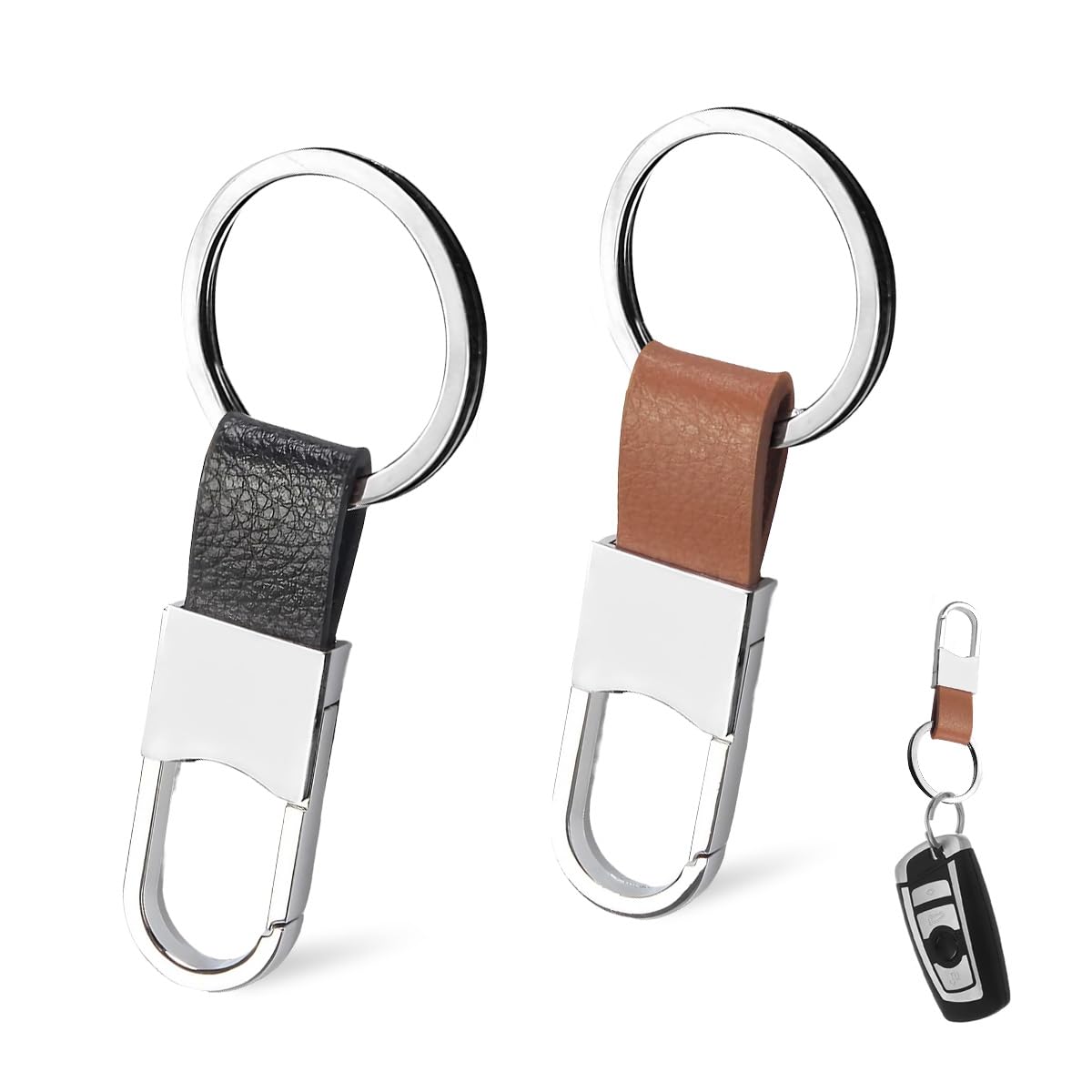 SANNIDHI 2Pcs Metal Keyrings Fashion Leather Metal Keyring Keychain Room Keyrings Car Keyrings Quick Release Keyring for Belt Loop Gift Keyrings Keychain for Men Women Couple Keyring Set SANNIDHI 2Pcs Metal Keyrings Fashion Leather Metal Keyring Keychain Room Keyrings Car Keyrings Quick Release Keyring for Belt Loop Gift Keyrings Keychain for Men Women Couple Keyring Set